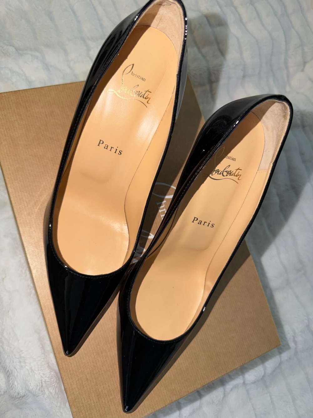 Christian Louboutin Black Patent Pointed-Toe Pumps